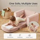 Tiny Land 2-in-1 Foldable Kids Couch with Pockets – Soft Thick Toddler Sofa, Lounger Couch, Convertible Kids Chair for Playroom, Bedroom or Living Room, Gift for Boys & Girls (Pink) by CozyNest Decor