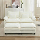 URRED Modular Sectional Sofa Comfy Cloud Couch, Modern Chenille Sofa Sleeper Deep Seat Couches with Ottoman/Pillows for Living Room (White, 82.6''- 2 Ottomans) by CozyNest Decor