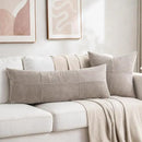 Fancy Homi Set of 2 Neutral Taupe Boho Long Lumbar Body Decorative Throw Pillow Cover 14x36 Inch for Bed Couch Bedroom Bench, Soft Patchwork Corduroy Textured Pillow Case, Farmhouse Room Decor by CozyNest Decor