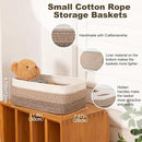 3 Pack Small Storage Baskets for Organizing, Cute Woven Decorative Gift Baskets for Shelves, Mini Closet Organizer Bins with Handles, 11.81''Lx7.87''Wx4.72''H-Brown White by CozyNest Decor