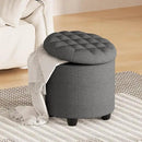 Furniliving 18.7inch Storage Round Ottoman, Footstools with Hidden Storage with Removable Lid, Stylish Button Tufted Design Ottoman Foot Stools for Living Room, Bedroom，Darkgrey by CozyNest Decor