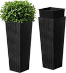 Devoko Resin Tall Planters for Outdoor Plants Set of 2, Large Taper Outdoor Planter Pots with 4 Drainage Holes, Flower Pots Modern Decor for Porch, Patio, Backyard, Home Garden (Black, 24") by CozyNest Decor