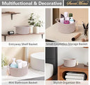 Small Soft Organizer Baskets，Decorative Mini Round Woven Rope Storage Bin Empty Gift Baskets for Man，Office, Desk Decor, Gifting, Kids, Toys, Pre Shaped, Brown, 2 Pack by CozyNest Decor