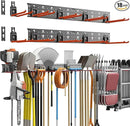 TORACK Garden Tool Organizer Wall Mount, Garage Folding Chair Storage Rack, Tools Rack for Shovels, Rakes, Broom, Ladders, Hooks for Keyhole Style Shelving Unit by GreenHaven Gardens