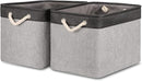 Bidtakay Fabric Storage Baskets with Handles [2-Pack] Large Canvas Organizer 16" X 11.8" X 11.8" Foldable Tall Baskets Rectangular Gift Basket Decorative Storage Bins for Closet, Home(Black&Grey) by TinyTreasures Baby Boutique