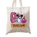 Personalized Trick or Treat Bags Custom Name Halloween Canvas Tote Bags for Kids Pumpkin Ghost Boo Bag Halloween Tote Bags for Girls and Boys Reusable Candy Totes 15" x 16" by TinyTreasures Baby Boutique