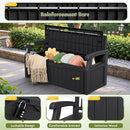 Greesum 80 Gallon Storage Bench Outdoor Deck Box with Armrest, Patio Furniture,Lockable, Waterproof and UV Resistant, Suitable for Garden, Pool, Black