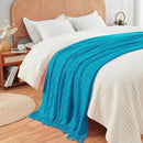 inhand Teal Throw Blanket for Couch and Bed, Soft Living Room Home Decor Knitted Twin Size Blanket, Outdoor Lightweight Breathable Summer Blanket, Farmhouse Warm Woven Decorative, 60"x80" by CozyNest Decor