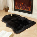 AMTOVO Faux Fur Rug, Black Small Area Rug, Fluffy Sheepskin Rug, Fuzzy Ultra Soft 2 x 3 ft Shag Rugs for Bedroom Sofa Throw Cushion Room Decor, Sheepskin by CozyNest Decor