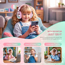 QearFun Kids Headphones Wired with Mic, 85/94dB Safe Volume Limit, Foldable Over Ear, Tangle-Free Cord & Sharing Port, Wired On-Ear Headset for School, Chromebook, Tablet, Travel - Boys & Girls by TinyTreasures Baby Boutique