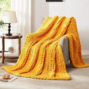 L'AGRATY Chunky Knit Blanket Throw - Soft Chunky Throw Blanket 30x40: 100% Hand Kintted Chenile Crochet Throw Blanket for Couch - Large Cable Knit Chunky Blanket for Home Decor(Mustard Yellow) by CozyNest Decor