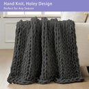 Bigacogo Chunky Knit Throw Blanket for Couch, 51x63 inches, 100% Hand Knitted with Thick Jumbo Chenille Yarn, Cozy Soft Large Rope Knot Cable Crochet Blankets for Sofa Bed Living Room, Dark Grey by CozyNest Decor