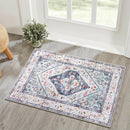 Lahome Boho Round Rug - 8Ft Washable Area Rug, Non-Slip Small Bathroom Rug, Lightweight Bedroom Throw, Oriental Distressed Print Carpet for Entryway, Sofa, Nursery, Kids Room by TinyTreasures Baby Boutique