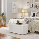SUPER DEAL Folding Storage Ottoman Bench, Waterproof Faux Leather Ottoman Padded Seat Footrest Bench for Living Room, Bedroom, Entryway, Small Spaces, 15 x 30 x 15 inches, Creamy White by CozyNest Decor