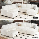 Belffin Oversized Sofa Bed Modular Sectional Sleeper Sofa with Pull Out Bed L Shaped Couch with Storage Chaise White Couch by CozyNest Decor