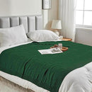 CozeCube Knit Throw Blanket, Green Checkered Throw for Couch, Soft Cozy Warm Knitted Blanket for Bed Sofa Living Room, 60"X80", Forest Green by CozyNest Decor
