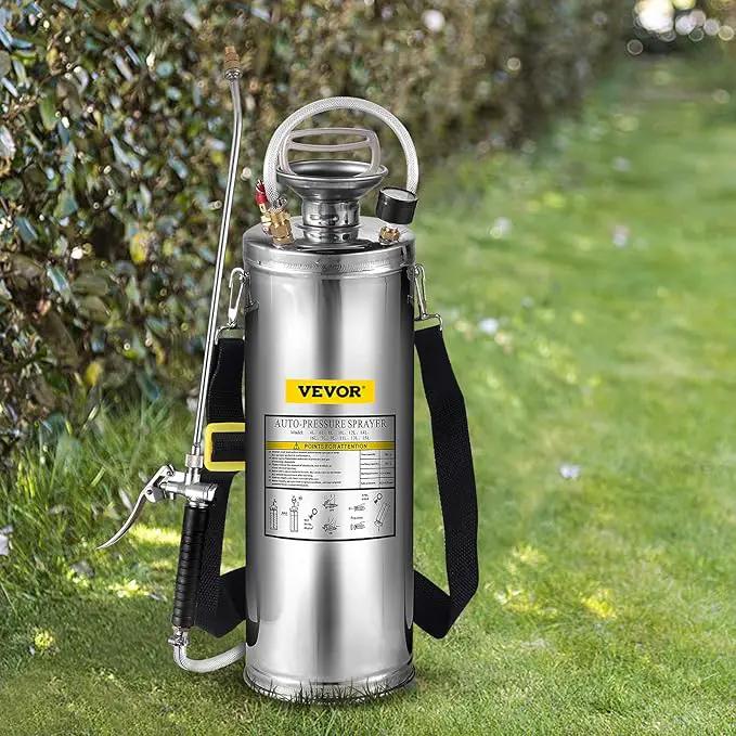 Happybuy 3 Gallon Stainless Steel Sprayer, 20" Wand & 3FT Reinforced Hose, Hand Pump Sprayer with Pressure Gauge, Safety Valve & Adjustable Nozzle, Weed Sprayers for Lawn, Gardening & Sanitizing