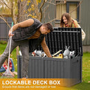 120 Gallon Deck Box,Resin Outdoor Storage Box with Lockable for Patio Furniture, Pool Accessories, Garden Tools Waterproof Outside Storage Box, Black by CozyNest Decor