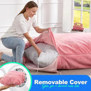 Hobestluk 3 in 1 Bean Bag Chair Giant Bean Bag Chairs for Adults with Chevron Plush Fur Cover Convertible Bean Bag Floor Cushion with Machine Washable Cover for Living Room (Plush Pink) by CozyNest Decor
