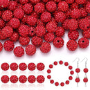 200pcs 10mm Rhinestone Beads for Jewelry Making, Red Shiny Round Disco Ball Beads Bulk, Sparkle Crystal Clay Christmas for Bracelet Baseball Necklace Earring Crafting and DIY by TinyTreasures Baby Boutique