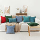 decorUhome Chenille Soft Throw Pillow Covers 26x26 Set of 2, Farmhouse Velvet Neutral Decorative Euro Pillow Covers with Stitched Edge for Couch Sofa Bed Home Decor, Blue by CozyNest Decor