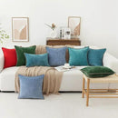 decorUhome Chenille Soft Throw Pillow Covers 12x20 Set of 2, Lumbar Velvet Farmhouse Neutral Decorative Euro Pillow Covers with Stitched Edge for Couch Sofa Bed Home Decor, Turquoise by CozyNest Decor
