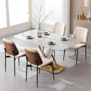 BV Dining Chairs Set of 4, PU Leather Armless Kitchen Chair in Modern Walnut Style, Mid Century Bentwood Side Chair with Metal Legs, Retro Accent Guest Chair for Kitchen Dining Room(Beige) by CozyNest Decor