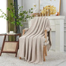 Longhui bedding Chunky Cable Knit Throw Blanket Lightweight Beige 100% Organic Cotton Blanket for Sofa Couch Bed Baby Nursery, Rustic Shabby Chic Modern Farmhouse, 51” x 63” Give Laundering Bag by CozyNest Decor