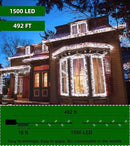 1500 LED Chrstmas String Lights, 492FT Super Long Christmas Lights with 8 Modes, Christmas Tree Lights with Timer Memory for Indoor Outdoor Tree Fence Garden Xmas Wedding Party Decor Cool White by GreenHaven Gardens