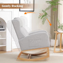 Rocking Chair Nursery, Nursing Rocking Chairs for Mom Nursery, Comfy Wingback Glider Rocking Armchair with Foot Rest and Side Pocket for Nursery Living Room Bedroom, Light Grey by TinyTreasures Baby Boutique