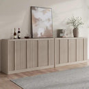 Fluted Buffet Cabinet with Storage, 120" Sideboard Buffet Storage Cabinet with 8 Doors & Solid Wood Handle, Coffee Bar Wood Credenza Cabinet for Kitchen, Dining Room, Living Room, Natural Oak(2PCS) by CozyNest Decor