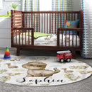 Personalized Baby Crib Bedding Set, 5-Piece Cute Dinosaur Baby Crib Sets with Custom Name, Toddler Double Layer Blanket Fitted Sheets Changing Pad Cover Rug Wall Art Set, Charming Nursery Decor by TinyTreasures Baby Boutique