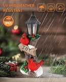 iStatue Lighted Cardinal Christmas Ornaments - 10’’ Resin 2 Red Birds Joy Lamp Post Figurine with Candle Lantern - Unique Xmas Decorations Indoor Decor Gift (Cardinal) by CozyNest Decor