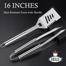ROMANTICIST 30pcs Stainless Steel Grill Tool Set, Heavy Duty BBQ Grilling Accessories for Men Women, Non-Slip Grill Utensils Kit with Thermometer Mats in Aluminum Case for Fathers Day Silver by GreenHaven Gardens