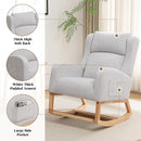 Rocking Chair Nursery, Nursing Rocking Chairs for Mom Nursery, Comfy Wingback Glider Rocking Armchair with Foot Rest and Side Pocket for Nursery Living Room Bedroom, Light Grey by TinyTreasures Baby Boutique