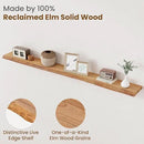 Floating Shelves for Wall Decor, Rustic Solid Elm Wood Live Edge Floating Shelves Wall Mounted, Wall Shelves with Invisible Bracket for Living Room Bathroom Bedroom Kitchen, 72 Inch, Natural by CozyNest Decor
