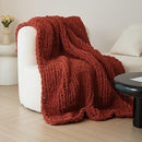 WESHIONGOO Chunky Knit Blanket Throw Knitted Throw Blankets for Couch Bed Fluffy Soft Blanket with Jumbo Chenille Yarn Thick 100% Handmade(Rust, 50"×60") by CozyNest Decor