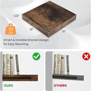 Square Floating Shelves for Wall, 12"W x 12"D x 1.2"H, Small Wooden Wall Mounted Display Shelf with Invisible Brackets for Living Room, Bedroom, Bathroom, Kitchen Decor, Set of 3, Rustic Brown by CozyNest Decor