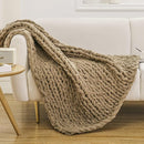 WESHIONGOO Chunky Knit Blanket Throw 40"×40" Knitted Throw Blankets for Couch Bed Fluffy Soft Blanket with Jumbo Chenille Yarn Thick 100% Handmade (Brown) by CozyNest Decor