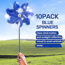 BATTIFE 10 Packs Blue Pinwheels for Yard and Garden, Sparkly Reflective Pinwheel for Scare Birds Away, Wind Spinner Deterrent Outdoor by GreenHaven Gardens