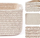 Small Storage Baskets for Organizing | Closet Organizer Bins | Shelf Toy Basket | Woven Rope Baskets | Cube Decorative Box | Shallow Basket | 13x8.5x5.1” | 4 Packs Mixed Brown by CozyNest Decor