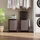 SMIBUY Double Laundry Hamper with Lid, 120L Bamboo Laundry Basket with Removable Liner Bag, 2-Section Clothes Divider Laundry Sorter for Laundry Room, Bathroom, Bedroom (Dark Brown) by CozyNest Decor