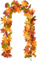 DearHouse 2 Pack Fall Garland Maple Leaf, 5.9Ft/Piece Hanging Vine Garland Artificial Autumn Foliage Garland Thanksgiving Decor for Home Wedding Fireplace Party Christmas (Green) by CozyNest Decor