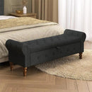 Storage Ottoman Bench for Bedroom, Linen 52" End of Bed Bench with Rolled Arms Upholstered Ottoman Bench Fit for Bedroom, Living Room, Entryway, Dark Gray by CozyNest Decor