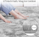 Fluffy Shag Area Rug, 4x6 Tie-Dyed Light Grey Rugs for Bedroom, Soft Plush Area Rugs for Living Room, Non-Slip Indoor Carpet for Nursery, Study Room, Dressing Room, Home Decor by TinyTreasures Baby Boutique