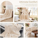 Chunky Knit Blanket - Luxury Soft Cozy 60 * 80 Throw Blanket,100% Woven Blanket Rope Knot Throw Blanket for Couch, Sofa, Home Decor, Gift - Machine Washable（Cream） by CozyNest Decor