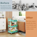 UDEAR 3-Tier Rolling Utility Cart,Multifunctional Storage Shelves with Handle and Lockable Wheels for Room,Office,Kitchen,Bathroom,with 3 Hanging Cups,Green by CozyNest Decor