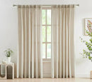 FMFUNCTEX Pinch Pleated Curtains 84 Inches Long for Living Room, Beige Semi Sheer Faux Linen Textured Pleat Drapes for Bedroom with Hooks, Light Filtering Neutral Farmhouse Window Drapes 2 Panels by CozyNest Decor