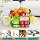 ANTOPY 2 Tier Fruit Basket with 2 Banana Hangers, Countertop Fruit Vegetable Basket Bowl for Kitchen Counter Metal Wire Fruits Storage Stand Holder Organizer for Bread Snack Veggies Produce by CozyNest Decor