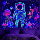 BVBOX Astronaut Space Blacklight Tapestry 79"x59", UV Reactive Astronaut Mushroom Forest Universe Galaxy Planet Glow in Dark Tapestries, Black Light Neon Upright Poster Wall Hanging Backdrop Decor for Bedroom Living Room by CozyNest Decor